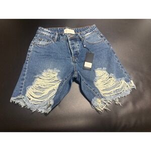 One Teaspoon Stevies Low Waist Long Length Boyfriend Denim Shorts Rosewood Sz 23